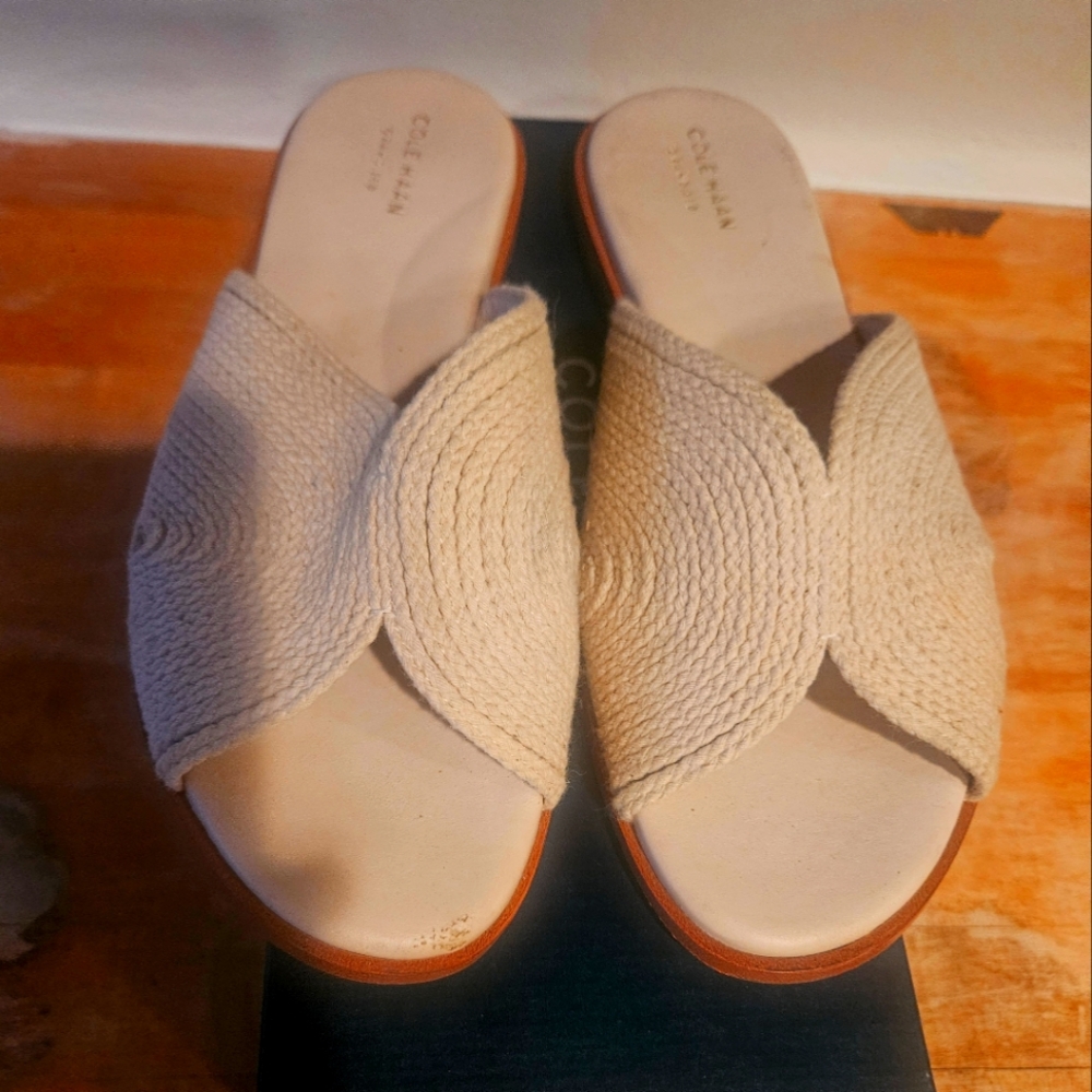 GUC Cole Haan Ansley Slife In Natural Jute Comes With Box W8 Gently Used